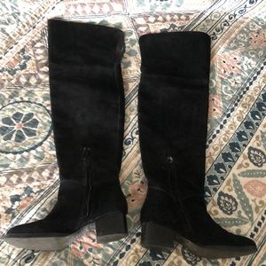 BP OTH Black Suede Boots with Inner Ankle Zippers